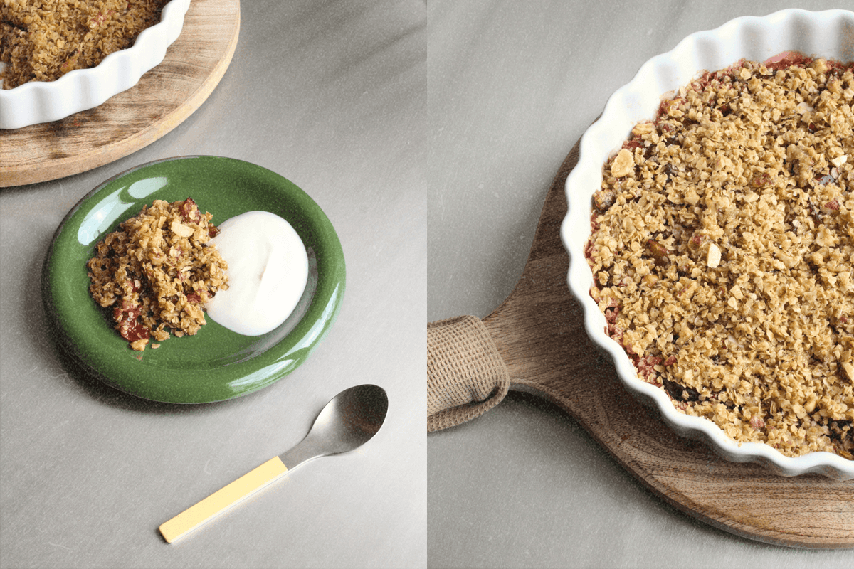 Spätsommerlicher Pflaumen-Crumble mit Olivenöl