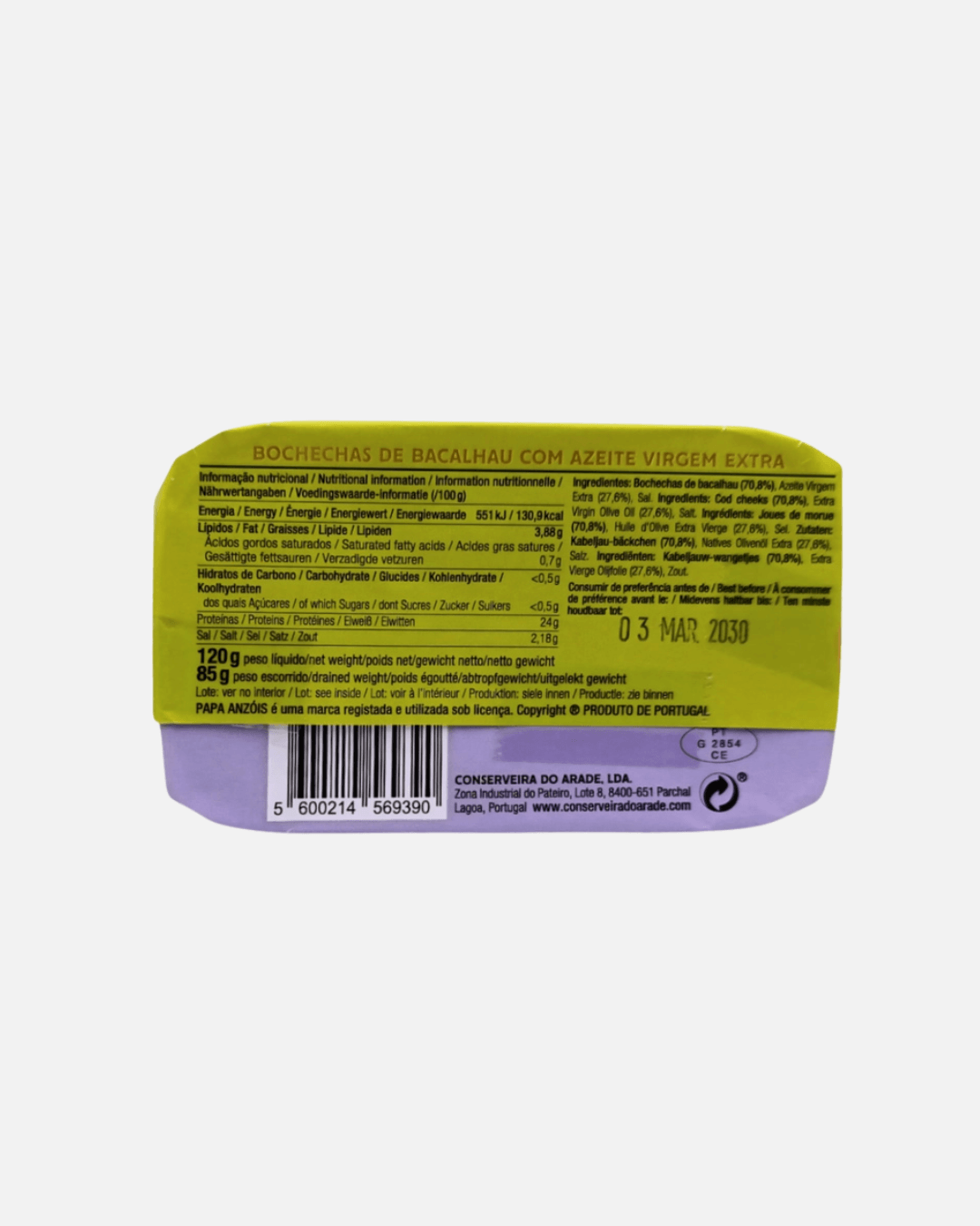 Kabeljaubäckchen in nativem Olivenöl extra, 85g
